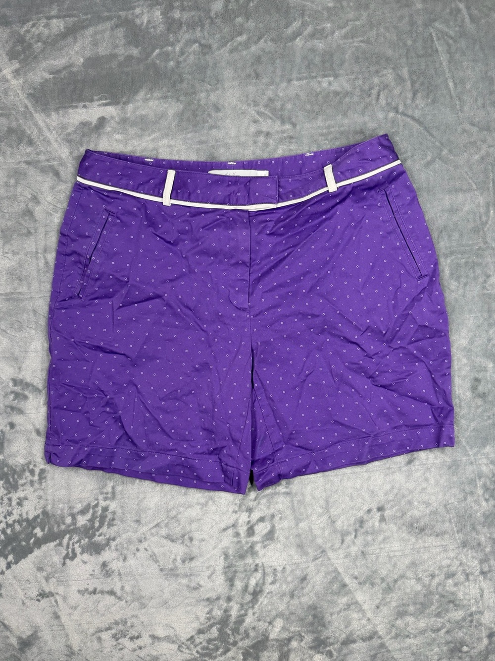 Lady Hagen Purple Polka Dot Golf Shorts with White Trim Belt